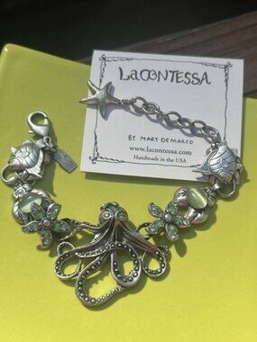 🏖️LA CONTESSA Mary DeMarco “Octopus Garden” AB Crystal Link Bracelet